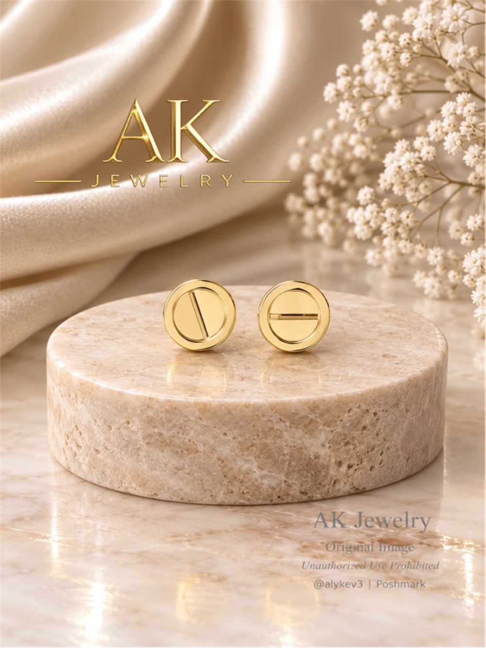 ๐LUXURY 18k Gold Small Round Petite Stud, Pierced | AK Jewelryโข